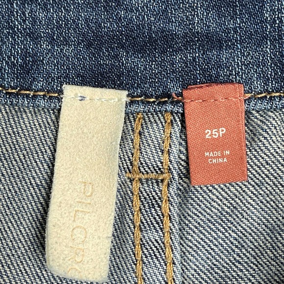 Pilcro The Arch Jeans Womens 25 Petite Blue Barrel Leg Distressed High Rise - Picture 3 of 10